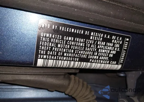 2019 Volkswagen Beetle 2.0T Final Edition Se/2.0T Final Edition Sel/2.0T S/2.0T Se из США, поврежденный, VIN 3VW5DAAT8KM500106